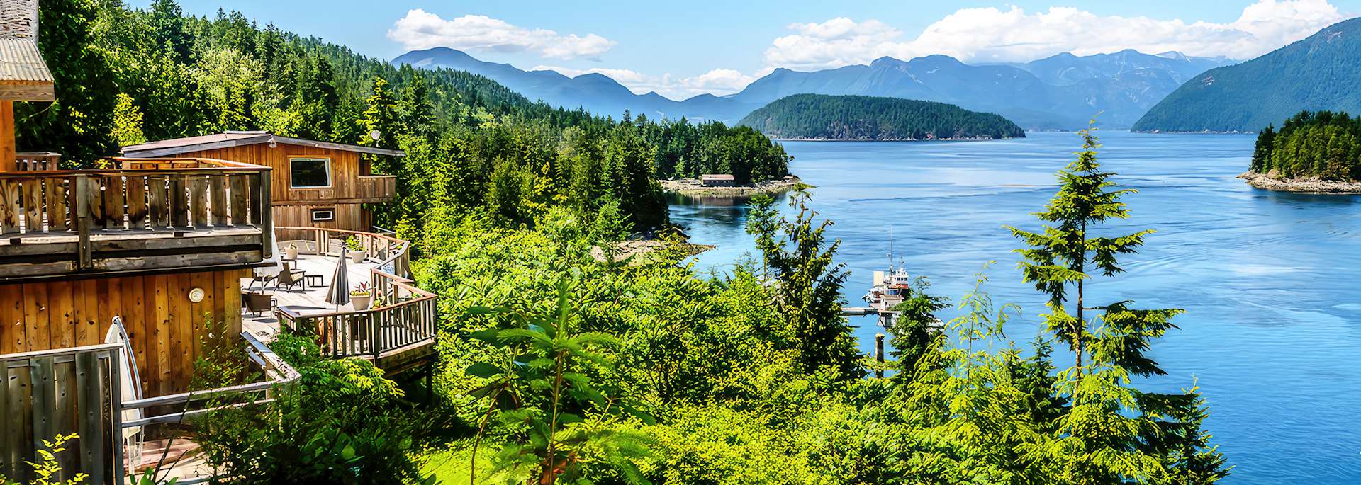 West Coast Wilderness Lodge deck overlooking the inlet